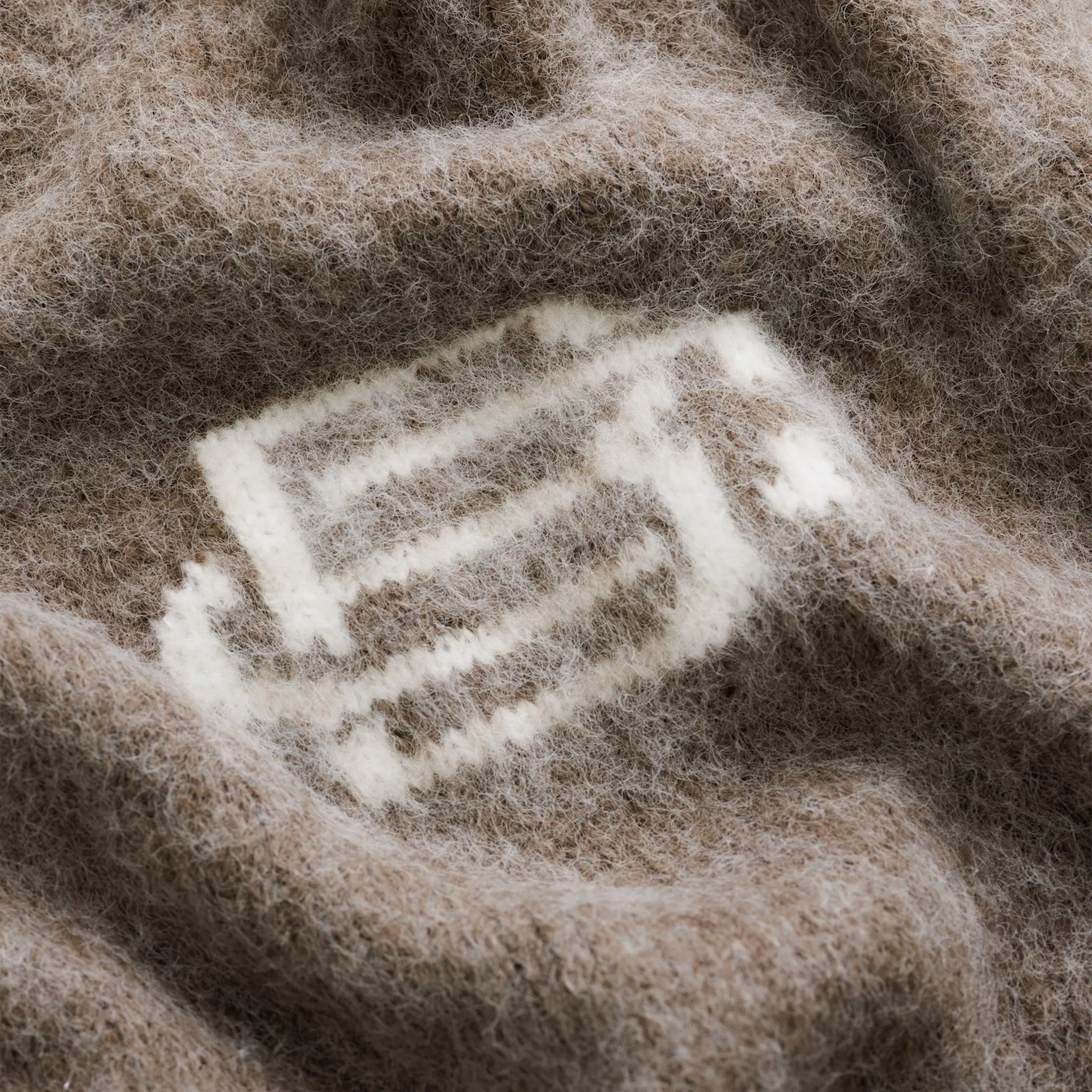 Detailed View of Bénir Clothing Mohair Knit BC Taupe Sweatshirt MOJUMPTAP